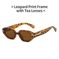 Stylish leopard print sunglasses with tea lenses and irregular polygonal frames - Leopard Frame / Tea Lens