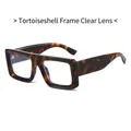 Fashionable oversized square sunglasses with tortoise frame and clear lenses - Demi Frame Clear Lens