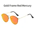 Retro round metal sunglasses with a stylish gold frame and red mercury mirror lenses - Gold Frame Red Mirror Lens