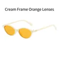 Retro oval sunglasses with cream white plastic frame and transparent orange lenses - Rice White Frame Orange Lens