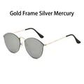 Retro round sunglasses with gold metal frame and silver mirrored lenses for men and women - Gold Frame White Mirror Lens
