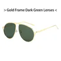 Lunettes aviateur classiques à monture dorée et verres vert foncé au design en métal - Monture Dorée Verres Vert Foncé