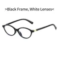 Fashionable oval black frame sunglasses with clear lenses and golden metal accents - Black Frame Clear Lenses