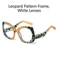Retro oversized leopard pattern tea frame glasses with clear lenses for a stylish look - Leopard Tea Frame / Clear Lens