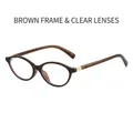 Fashion oval sunglasses in tea brown frame with clear lenses and gold metal accents - Tea Frame Clear Lens