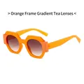 Fashionable round sunglasses with orange frames and gradient tea lenses in retro style - Orange Frame Gradient Tea Lens