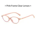 Oval pink sunglasses frame with clear lenses and decorative gold square rivets - Pink Frame Clear Lens
