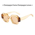 Fashionable champagne round sunglasses with thick frames and matching lenses for women - Champagne Frame Champagne Lens