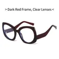 Fashionable wine red butterfly frame glasses with clear anti-blue light lenses - Bordeaux Frame Clear Lenses