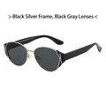 Retro-Cat-Eye-Sonnenbrille mit schwarz-silbernem Rahmen und dunkelgrauen Gläsern - Schwarz Silber Rahmen Schwarz Grau Gläser