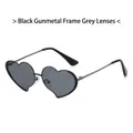 Lunettes de soleil en cœur à monture métallique gunmetal et verres gris tendance - Monture Noir Gunmetal Verres Gris