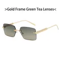 Rahmenlose Sonnenbrille mit goldenen Bügeln und Verlaufsgläsern in Grün-Tee - Goldrahmen Grünteegläser