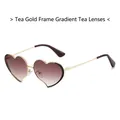 Lunettes de soleil cœur tendance avec monture en métal doré et verres dégradés thé - Monture Or Thé Verres Dégradés Marron