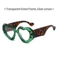 Fashion heart sunglasses with transparent green frames and tortoise shell temples - Translucent Green Frame Clear Lens
