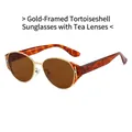 Retro cat-eye sunglasses with tortoiseshell frame, golden metal edges, and brown lenses - Tortoiseshell Gold Frame Brown Lens