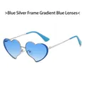 Gafas de sol de corazón azules con montura de metal plateado y lentes azules degradados pro - Montura Plata Azul / Lente Azul Degradado