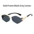 Gafas de sol sin montura doradas, lentes gris negro y patillas con grabados - Montura Dorada Negro Gris