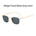 Chic square sunglasses with cream frame and black gray lenses featuring rivet details - Off-White Frame Grey Lens