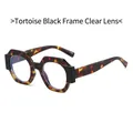 Fashionable round sunglasses in tortoiseshell and black frame with clear lenses - Tortoiseshell Black Frame Clear Lens