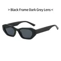 Gafas de sol retro con montura geométrica estrecha negra y lentes de color gris oscuro - Montura Negra Lentes Gris Negro