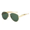Lunettes de soleil aviateur rétro avec monture dorée et verres vert foncé - Monture Dorée Verres Vert Foncé