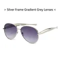 Lunettes aviateur classiques à monture en métal argenté et verres gris dégradés élégants - Monture Argent Verres Double Gris