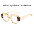 Fashionable champagne geometric round sunglasses with tortoiseshell accents on white - Champagne Frame Clear Lens