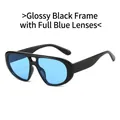 Occhiali da sole aviator montatura nero lucido con lenti blu e doppio ponte nasale - Montatura Nero Lucido Lenti Blu