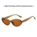 Retro cat-eye sunglasses with translucent jelly tea frame and matching tea lenses - Jelly Tea Frame Tea Lens