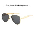 Classic aviator sunglasses with golden metal frame and dark grey polarized lenses - Gold Frame Black Grey