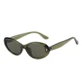 Retro oval cat-eye sunglasses with transparent green frame and dark green lenses - Translucent Green Frame Dark Green Lenses