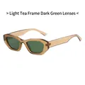 Retro irregular tea frame sunglasses with dark green lenses for trendy street style - Light Tea Frame Dark Green Lenses