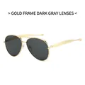 Klassieke pilootzonnebril met goudkleurig metalen frame en donkergrijze glazen voor dames - Gouden Frame Zwart Grijs