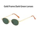 Retro-Oval-Sonnenbrille mit goldenem Metallrahmen und dunkelgrünen Gläsern für Damen - Goldener Rahmen Dunkelgrüne Gläser