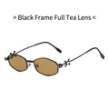 Vintage small metal sunglasses with black frame, tea lenses and star rhinestone detail - Black Frame Tea Lens