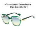 Occhiali da sole oversize alla moda con montatura verde trasparente e lenti sfumate - Montatura Verde Trasparente Lenti Blu Verdi