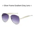 Klassieke pilotenzonnebril met zilveren frame en paarsgrijze verloopglazen - Zilveren Frame Gradiënt Grijze Lens