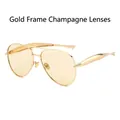 Classic aviator sunglasses with a gold metal frame and champagne lenses in a retro style - Gold Frame Champagne Lens