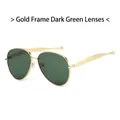 Classic gold frame aviator sunglasses with dark green lenses and a metallic finish - Gold Frame Dark Green Lenses