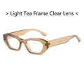 Trendy hexagonal sunglasses with light tea frame and clear lenses for men and women - Light Brown Frame Clear Lens