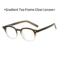 Modern TR gradient tea frames with clear lenses and silver rectangle rivets on the sides - Gradient Tea Frame Clear Lens