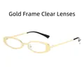 Lunettes de soleil rétro ovales en métal à monture dorée et verres clairs pour femmes - Monture Dorée Verres Blancs