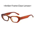 Retro polygonal sunglasses with tea brown frames and clear lenses for a trendy street style - Tea Frame Clear Lens