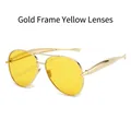 Classic aviator sunglasses featuring a gold metal frame and translucent yellow lenses - Gold Frame Yellow Lenses