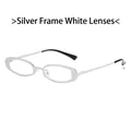 Lunettes de soleil minimalistes à monture ovale fine en métal argenté et verres clairs - Monture Argentée Verres Transparents