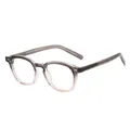 Retro round-frame blue light blocking glasses with grey pink gradient frames and clear lenses - Grey Pink Frame White Lens