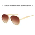 Classic aviator sunglasses with gold metal frame and brown gradient lenses - Gold Frame Gradient Tea Lens