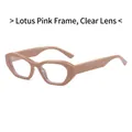 Small frame geometric sunglasses in dusty pink with transparent lenses for street style - Lotus Pink Frame Clear Lenses