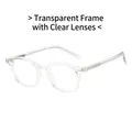 Retro Boston style TR glasses with transparent frame and clear blue light blocking lenses - Transparent Frame Clear Lens