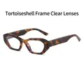 Retro tortoise shell polygon frame sunglasses with clear lenses for street style - Demi Frame Clear Lens
